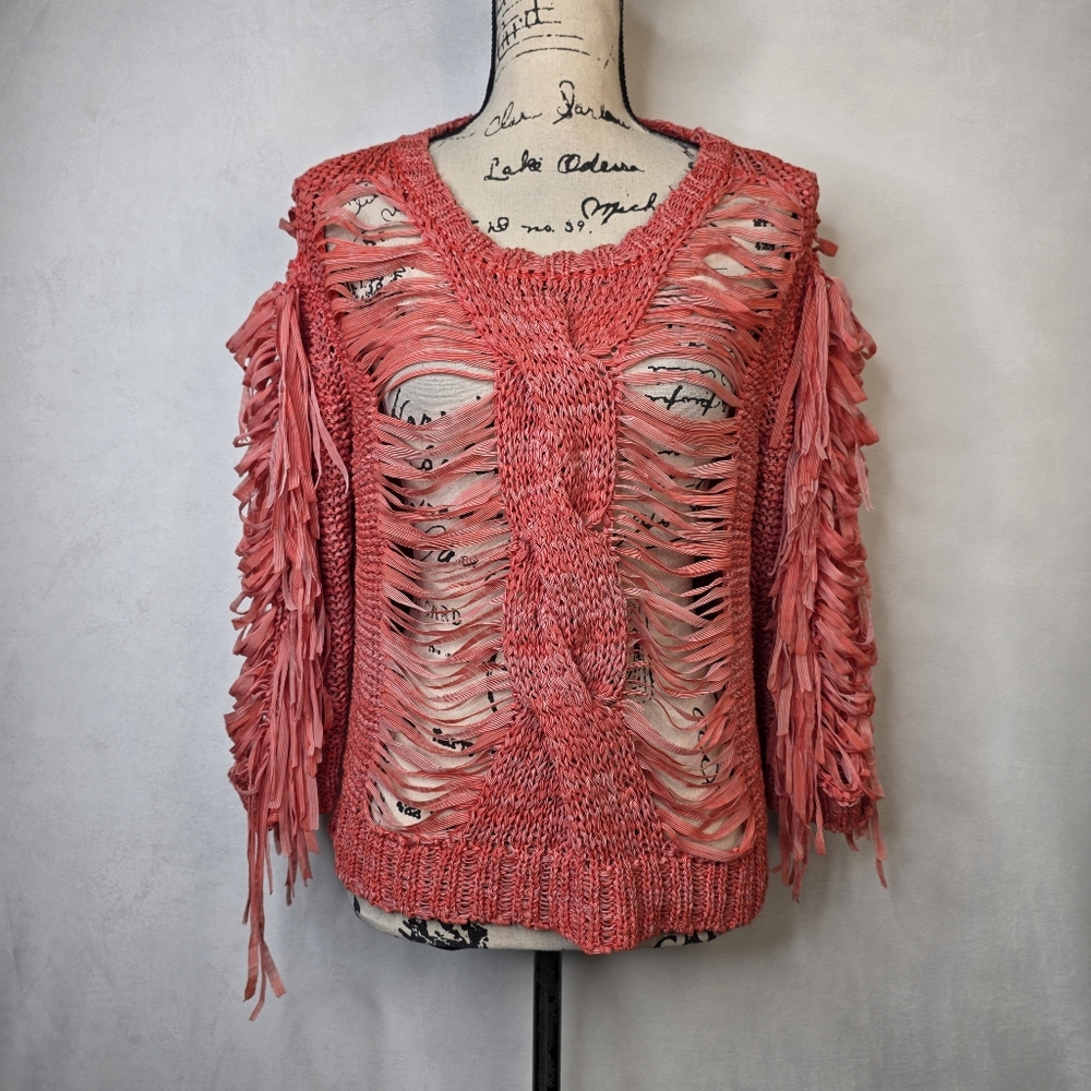 Topshop unique sheer cut up sweater sz 8